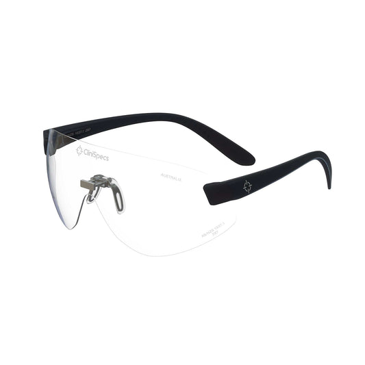 CliniSpecs Medical Safety Glasses Velvet Black with Silver Nose