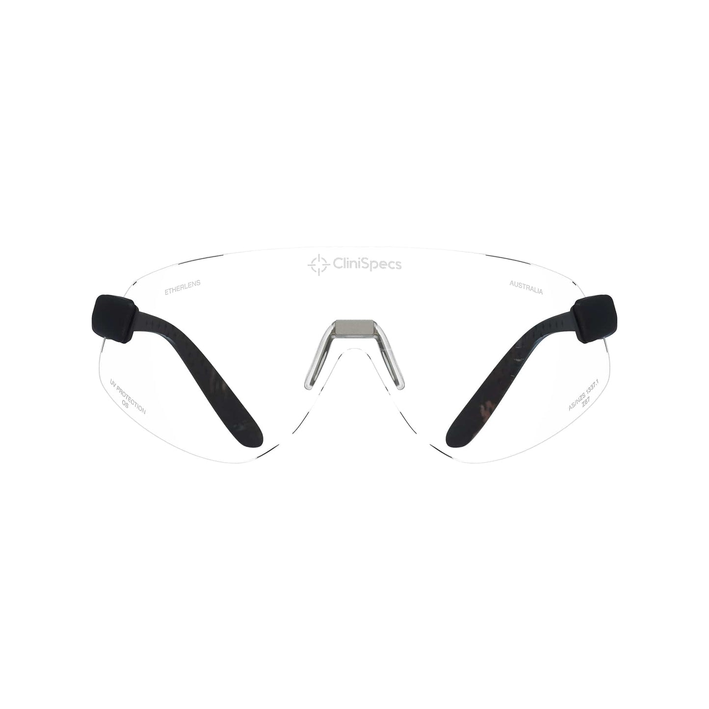 CliniSpecs Medical Safety Glasses Velvet Black with Silver Nose