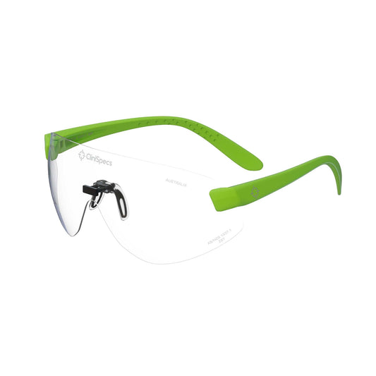 CliniSpecs Medical Safety Glasses Luminous Lime with Black Nose