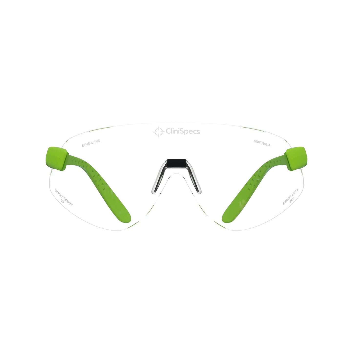 CliniSpecs Medical Safety Glasses Luminous Lime with Black Nose