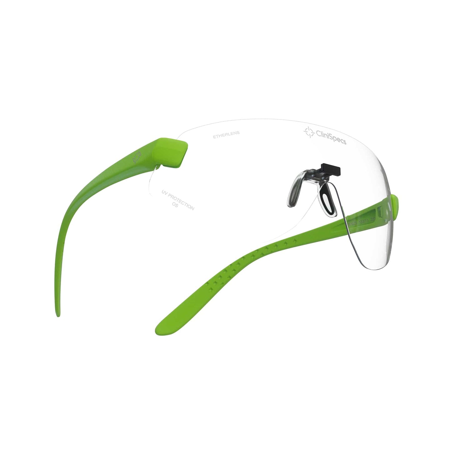 CliniSpecs Medical Safety Glasses Luminous Lime with Black Nose