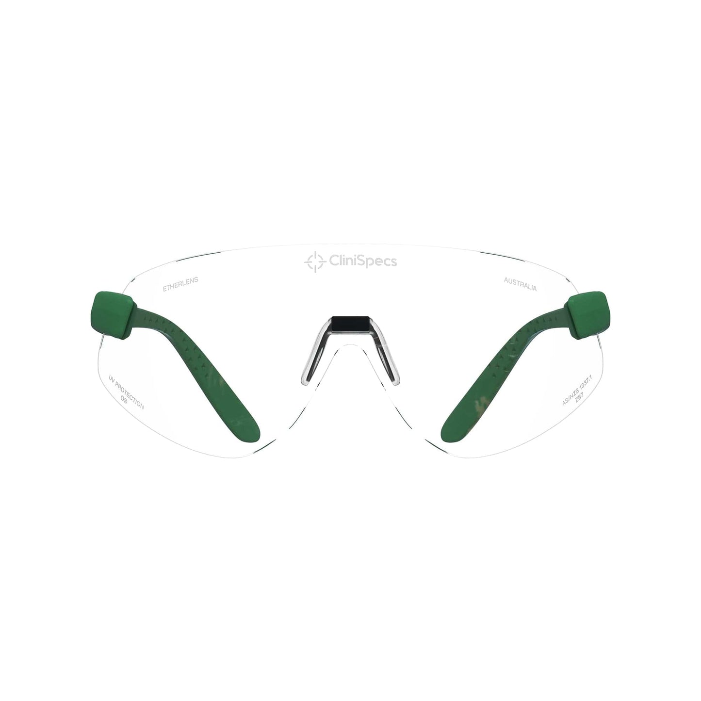 CliniSpecs Medical Safety Glasses Vital Green with Black Nose