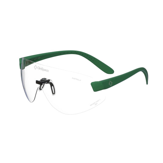 CliniSpecs Medical Safety Glasses Vital Green with Black Nose