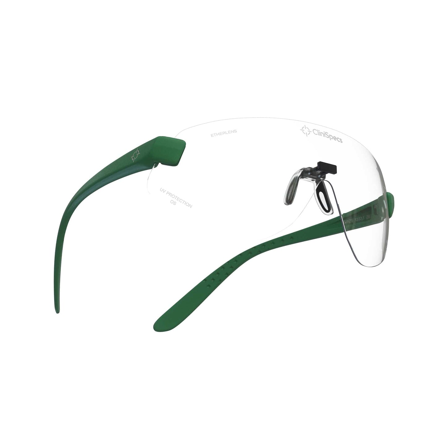 CliniSpecs Medical Safety Glasses Vital Green with Black Nose