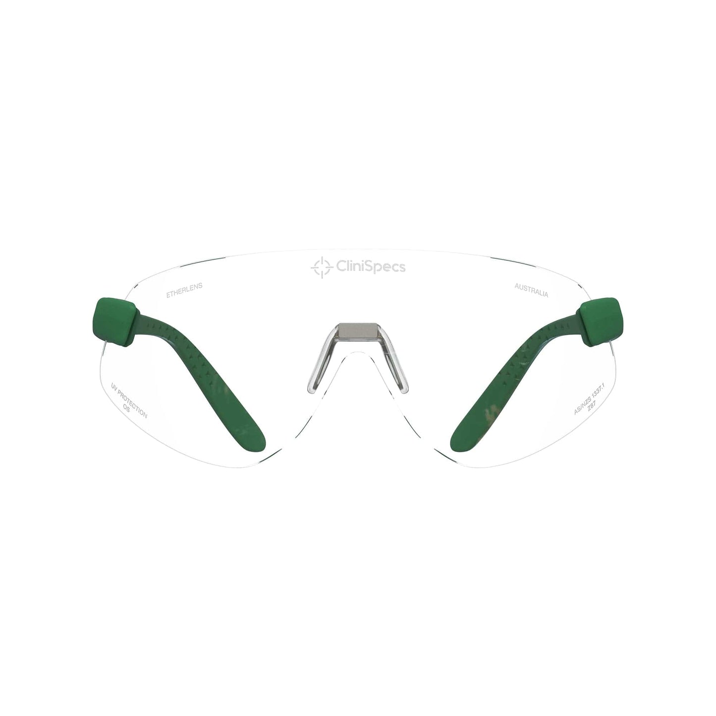 CliniSpecs Medical Safety Glasses Vital Green with Gold Nose