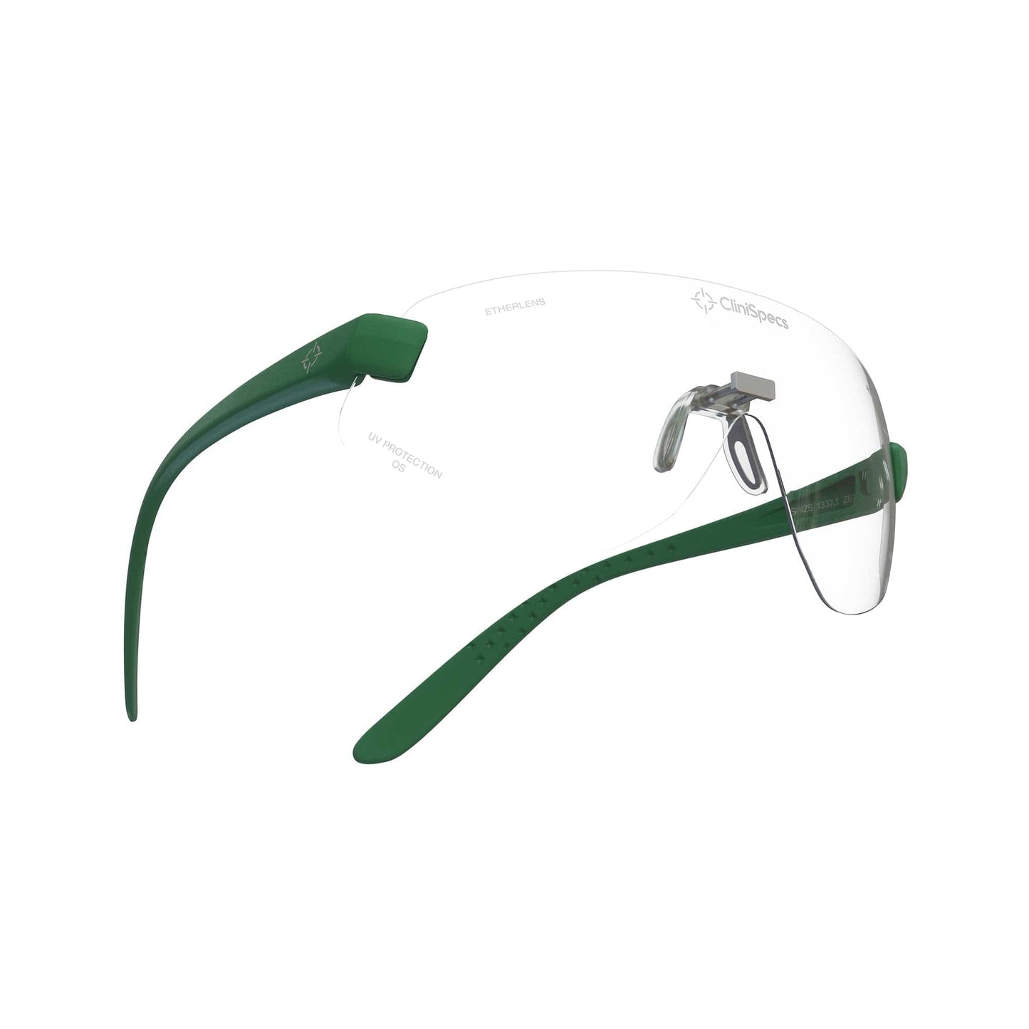 CliniSpecs Medical Safety Glasses Vital Green with Gold Nose
