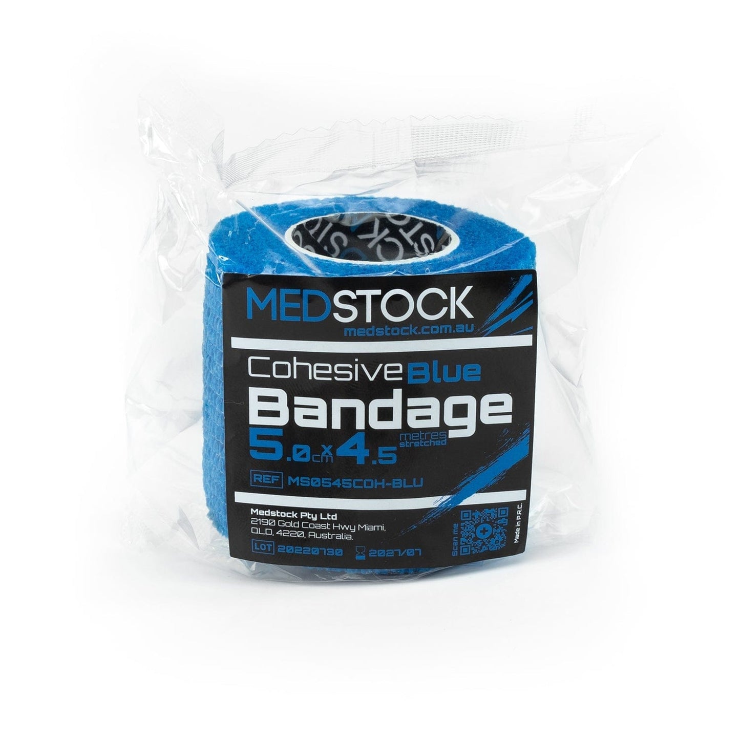 Cohesive Bandage BLUE 5CM X 4.5M (Stretched)