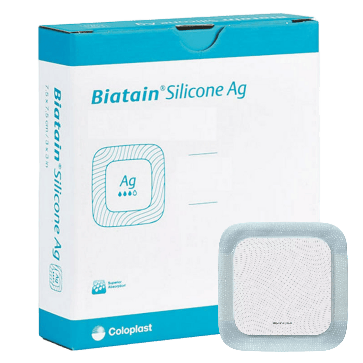 Coloplast Biatain Silicone Ag Adhesive Foam 7.5 x 7.5cm