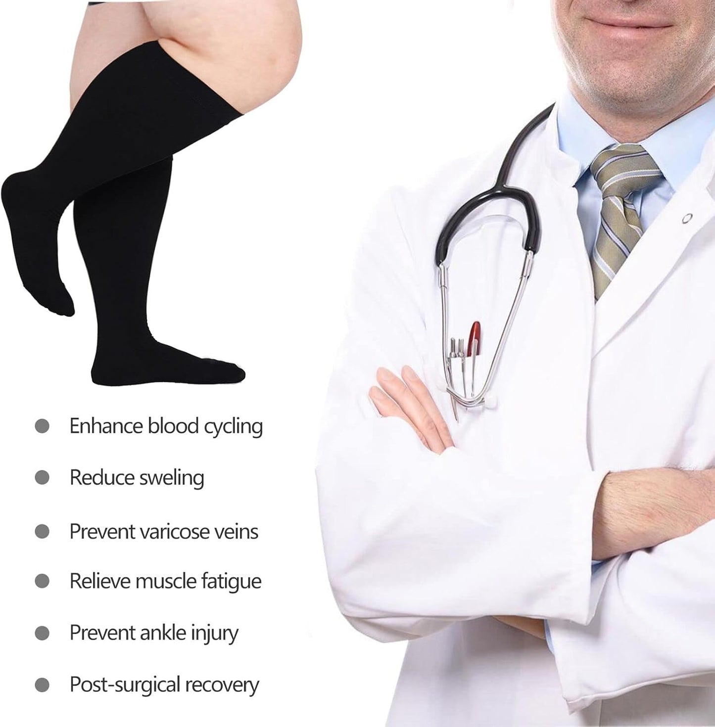 Compression Socks For Women Men,Plus Size Compression Socks Men Women,Wide Calf Compression Stocking.Extra Large Compression Socks.