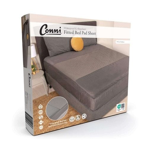 CONNI FITTED BED SHEET PAD SINGLE CHARCOAL