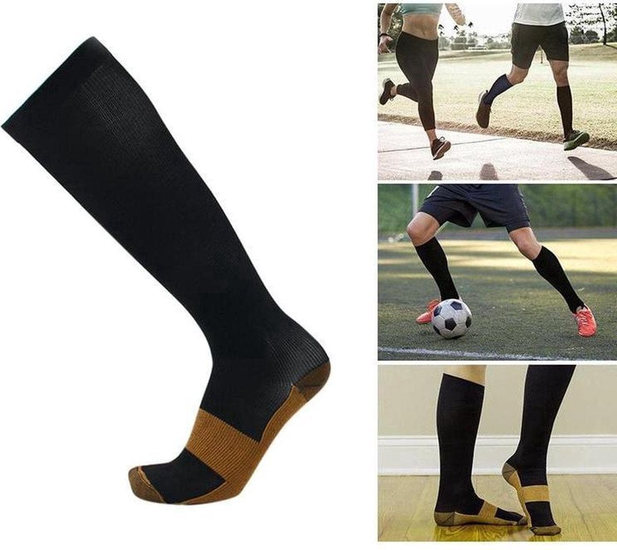 Copper Compression Stockings | Compression Socks | Support Stockings | Sports Socks II Airplane Socks | Size S/M (36-40) | Black
