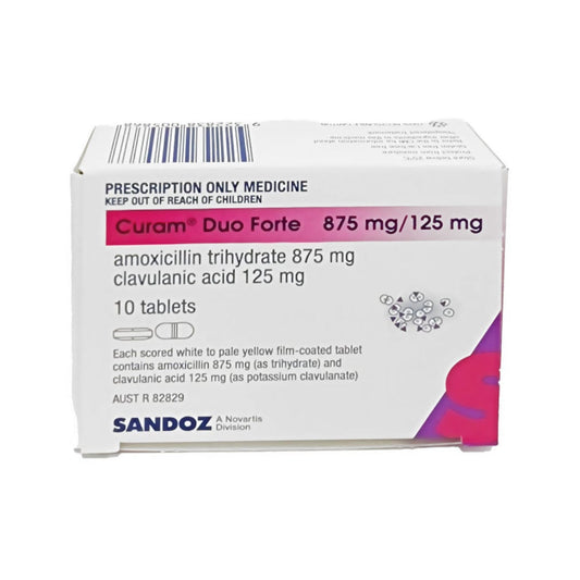 Sandoz Antibiotics Curam Duo Forte Tablets - Amoxicillin 875 mg, Clavulanic Acid 125 mg