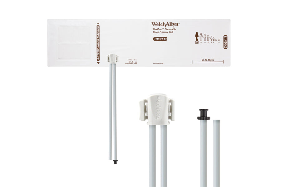 Hillrom - Welch Allyn Soft Disposable FlexiPort Cuff - Two-Tube, Tri-Purpose and Empty Tube, Thigh, Size 13, 40-55 cm