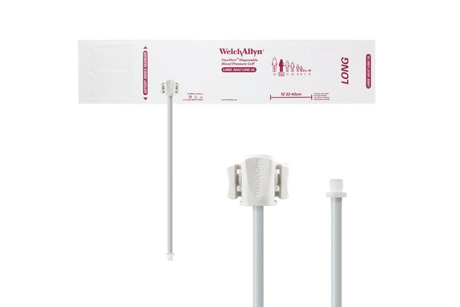 Hillrom - Welch Allyn Soft Disposable FlexiPort Cuff - One-Tube, Screw, Large Adult Long, Size 12L, 32-43 cm
