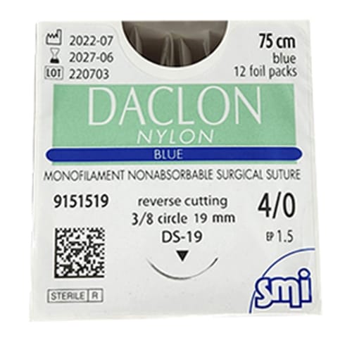 Daclon Nylon 4-0 19mm RC 45cm Blue