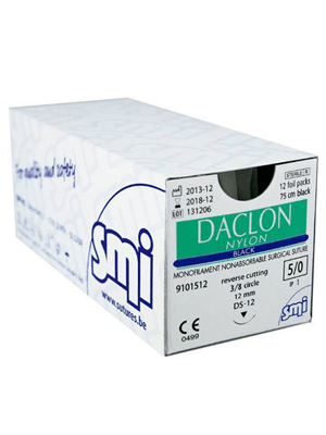 Daclon Nylon 5-0 12mm RC 75cm Black