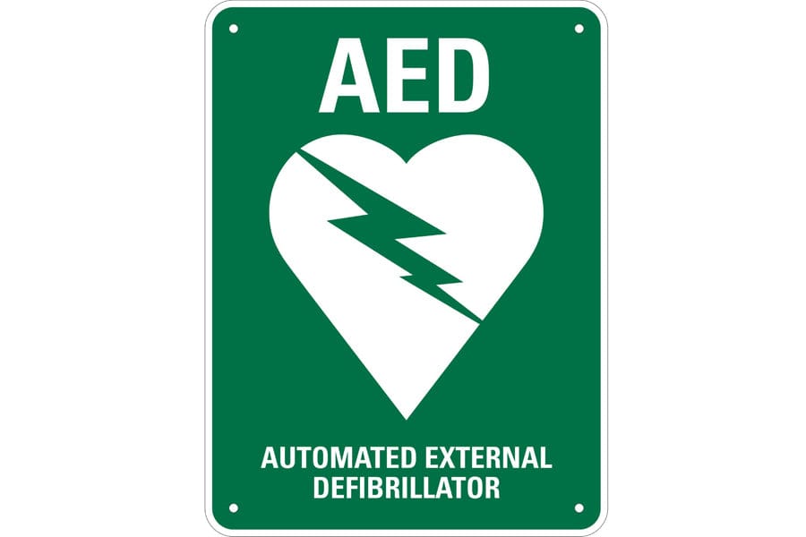 Defibtech Flat AED Sign - Green & White