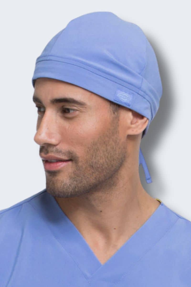 Dickies DK514 Unisex Bouffant Scrub Hat with Mask Buttons Drizzle Daze