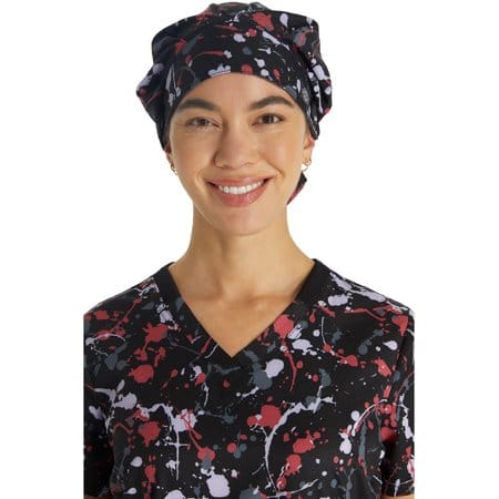 Dickies DK514 Unisex Bouffant Scrub Hat with Mask Buttons Drizzle Daze