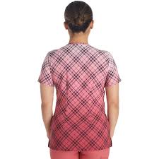 Dickies DK853 V-Neck Plaid Dip Dye Scrubs Top for Women