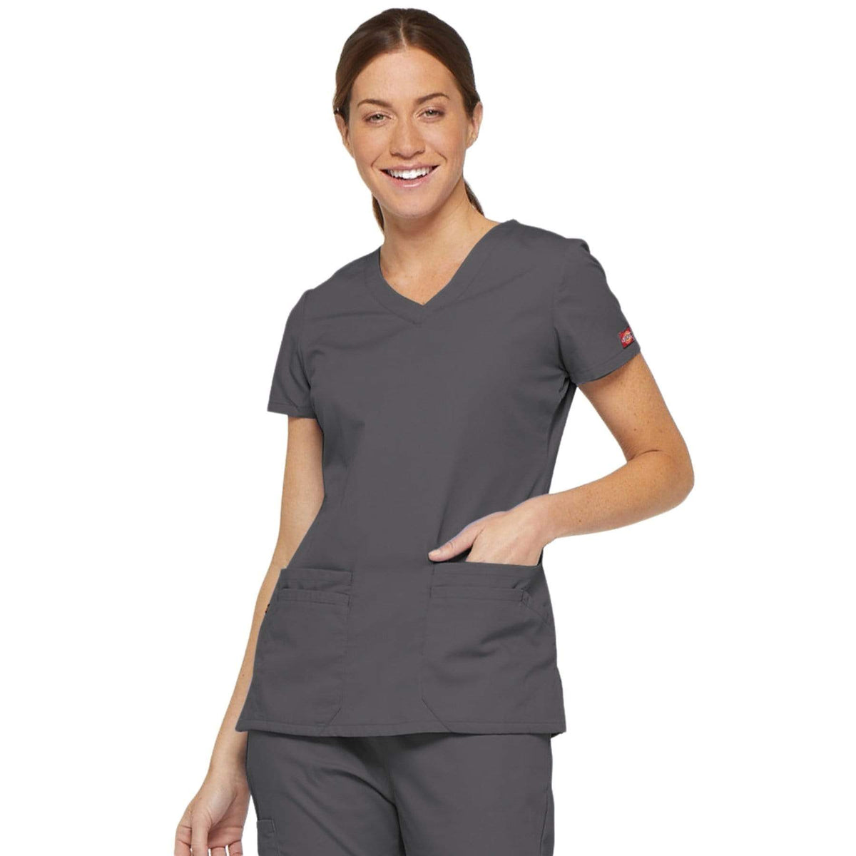 Dickies EDS Signature Contemporary Fit 85906 Scrubs Top Women Pewter
