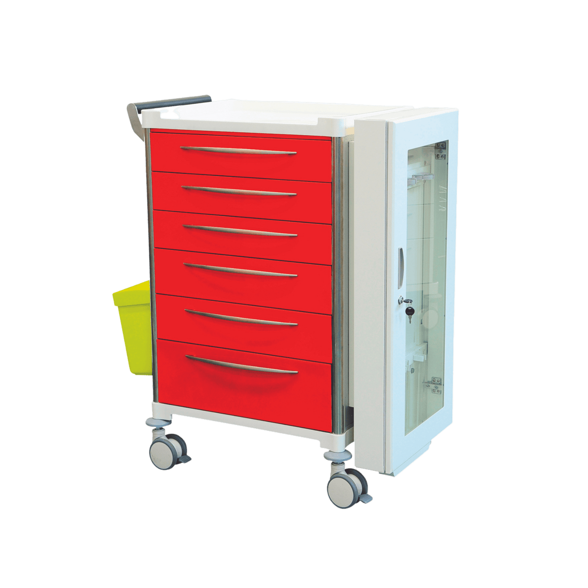 Difficult Airway Trolley with 3 x White and 3 x Blue Drawers