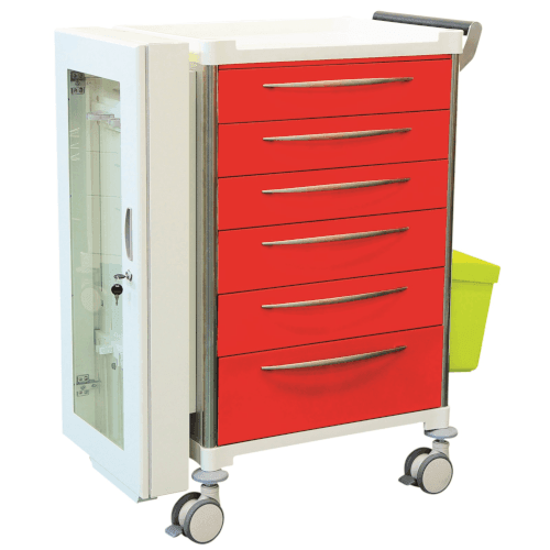 Difficult Airway Trolley with 3 x White and 3 x Blue Drawers