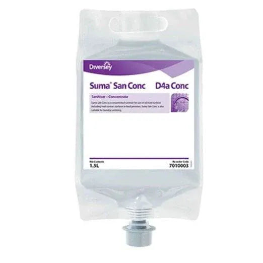 Suma Cleaning & Washroom Supplies Carton of 4 Diversey Suma San Conc D4A Sanitiser 1.5L
