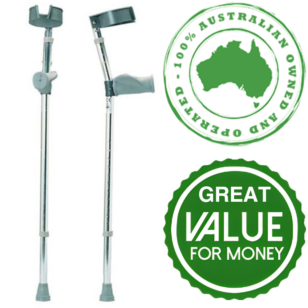 Premium Ergonomic Adjustable Forearm Elbow Crutches Pair, 2Pcs, Crutch Set 160kg Tolerance, Canadian Forearm Crutches for Adults, Medical Grade Arm Crutch with Elbow Strap/Cuff, Portable
