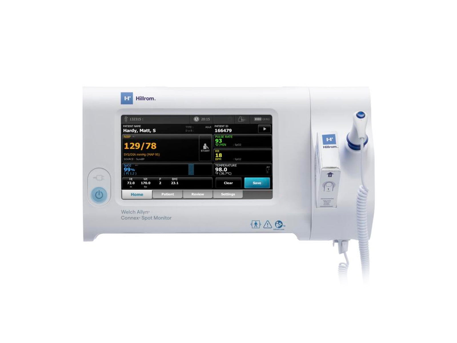 Hillrom - Welch Allyn Connex Spot Monitor, NIBP, Nonin SpO2, SureTemp
