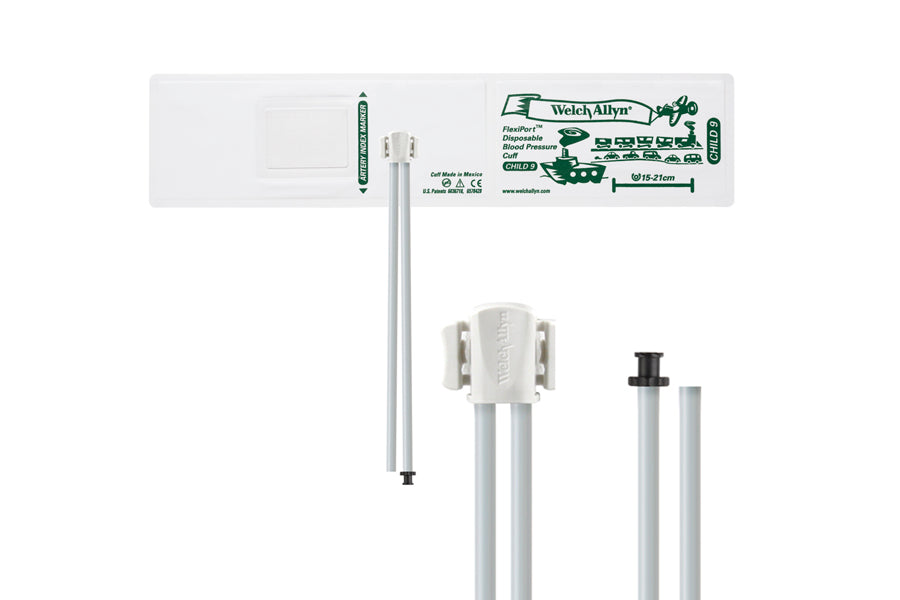 Hillrom - Welch Allyn Soft Disposable FlexiPort Cuff - Two-Tube, Tri-Purpose and Empty Tube, Child, Size 9, 15-21 cm