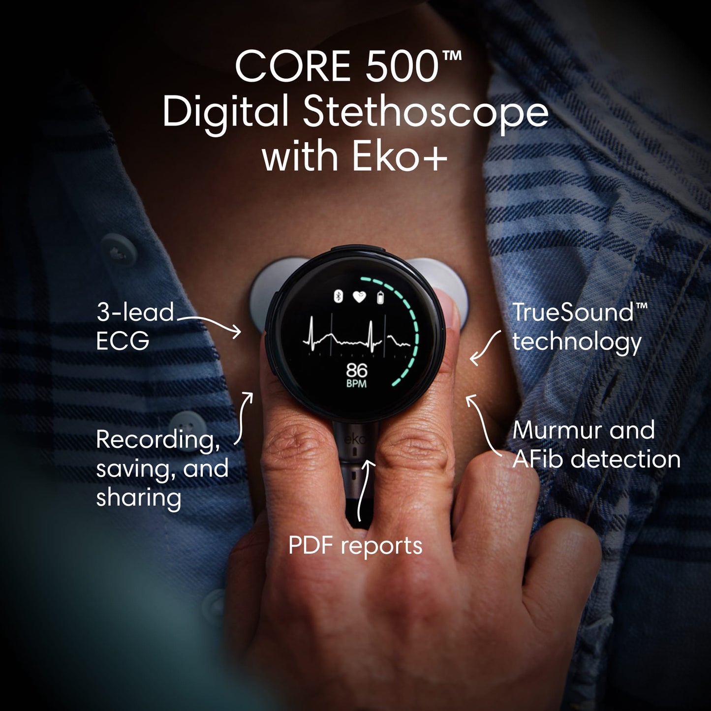 EKO CORE 500 Digital Stethoscope - Black