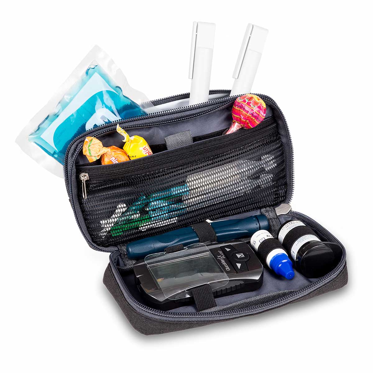 Elite Bags DIABETICS Isothermal Diabetes Kit Pouch – Black – Open