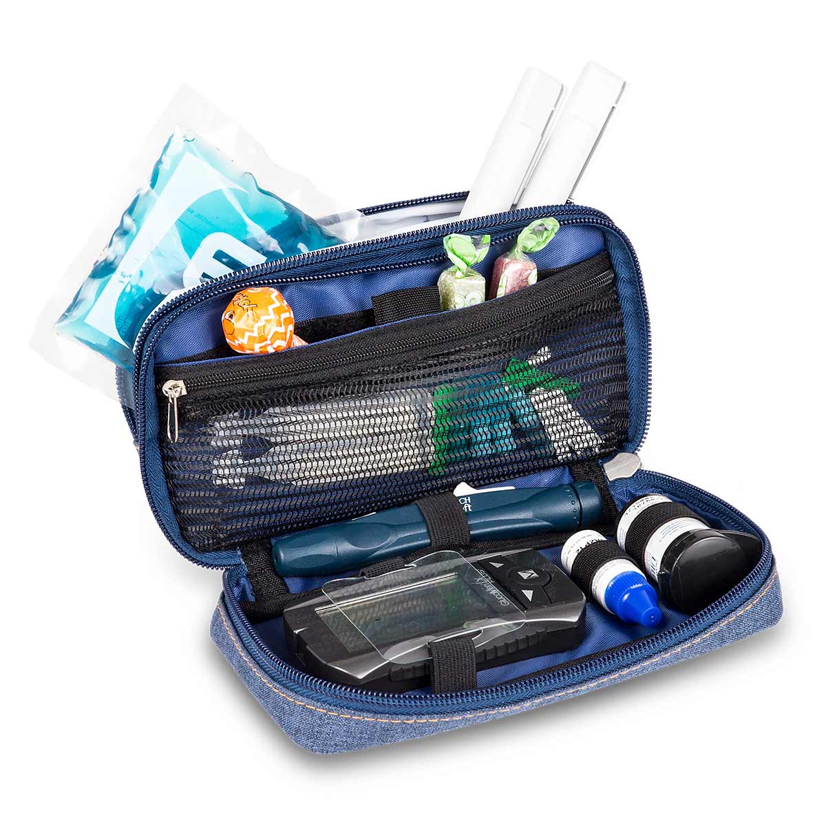 Elite Bags DIABETICS Isothermal Diabetes Kit Pouch – Blue – Open