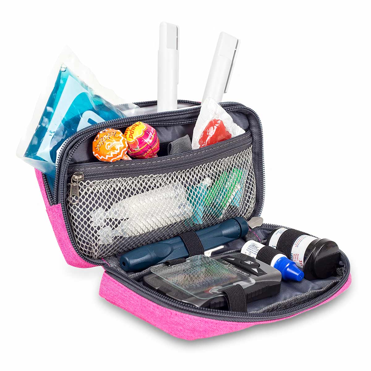 Elite Bags DIABETICS Isothermal Diabetes Kit Pouch – Pink – Open