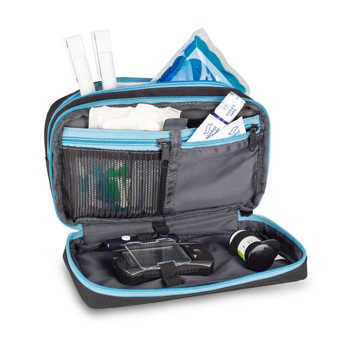 Elite Bags DIABETICS XL Isothermal Diabetes Kit Pouch – Black – Open