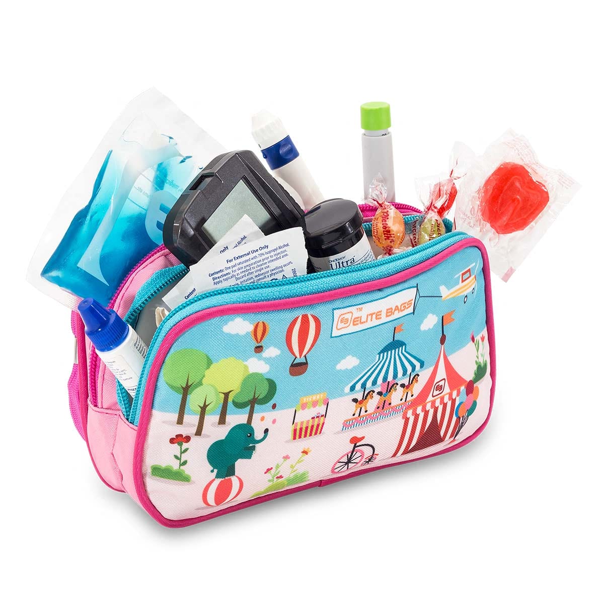 Elite Bags DIAS KIDS Isothermal Diabetes Kit Pouch for Children – Circus Print – Open