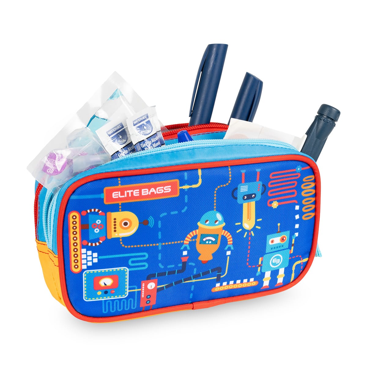 Elite Bags DIAS KIDS Isothermal Diabetes Kit Pouch for Children – Robot Print – Open