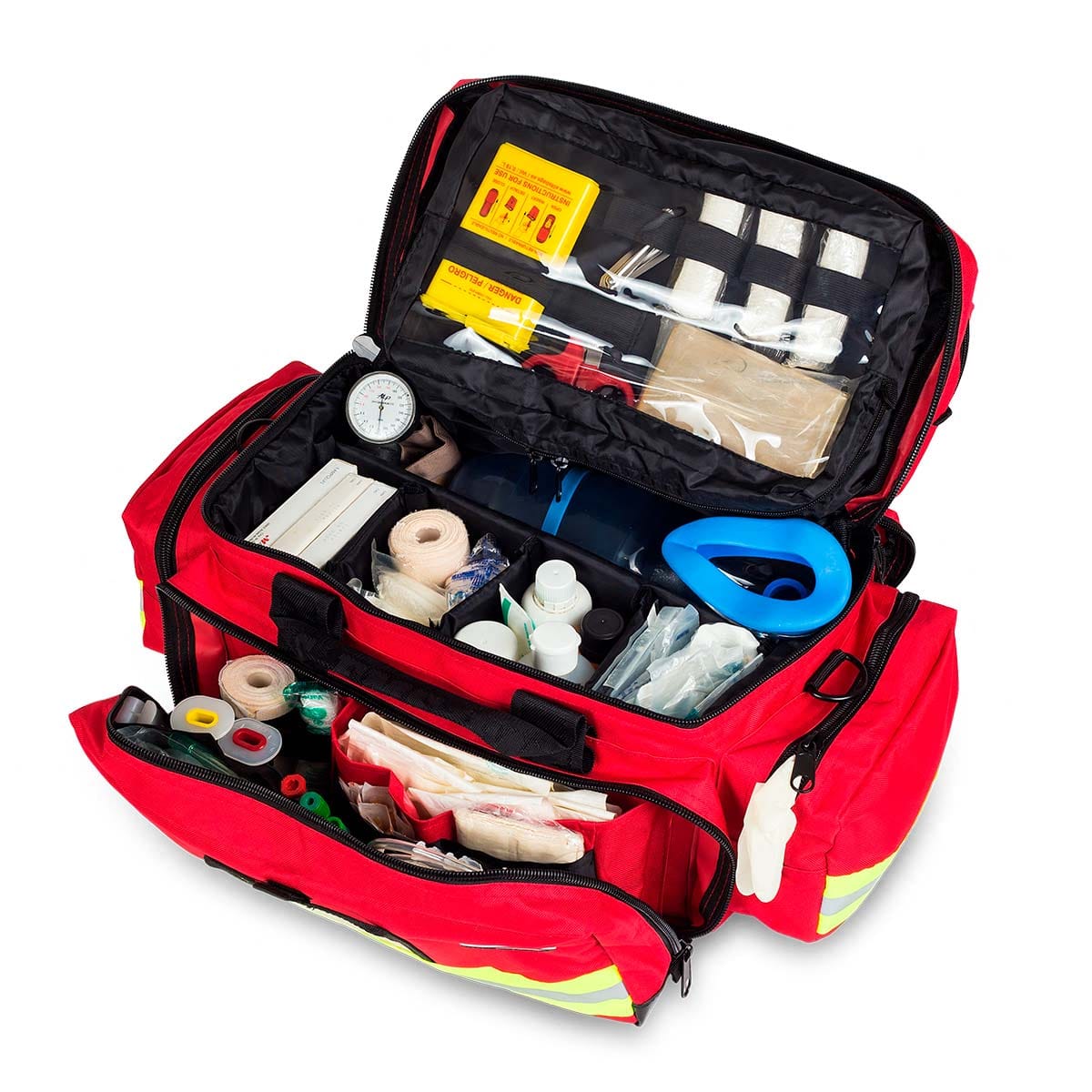 Elite Bags EMS Large Capacity Emergency Medical Bag – Red – Open