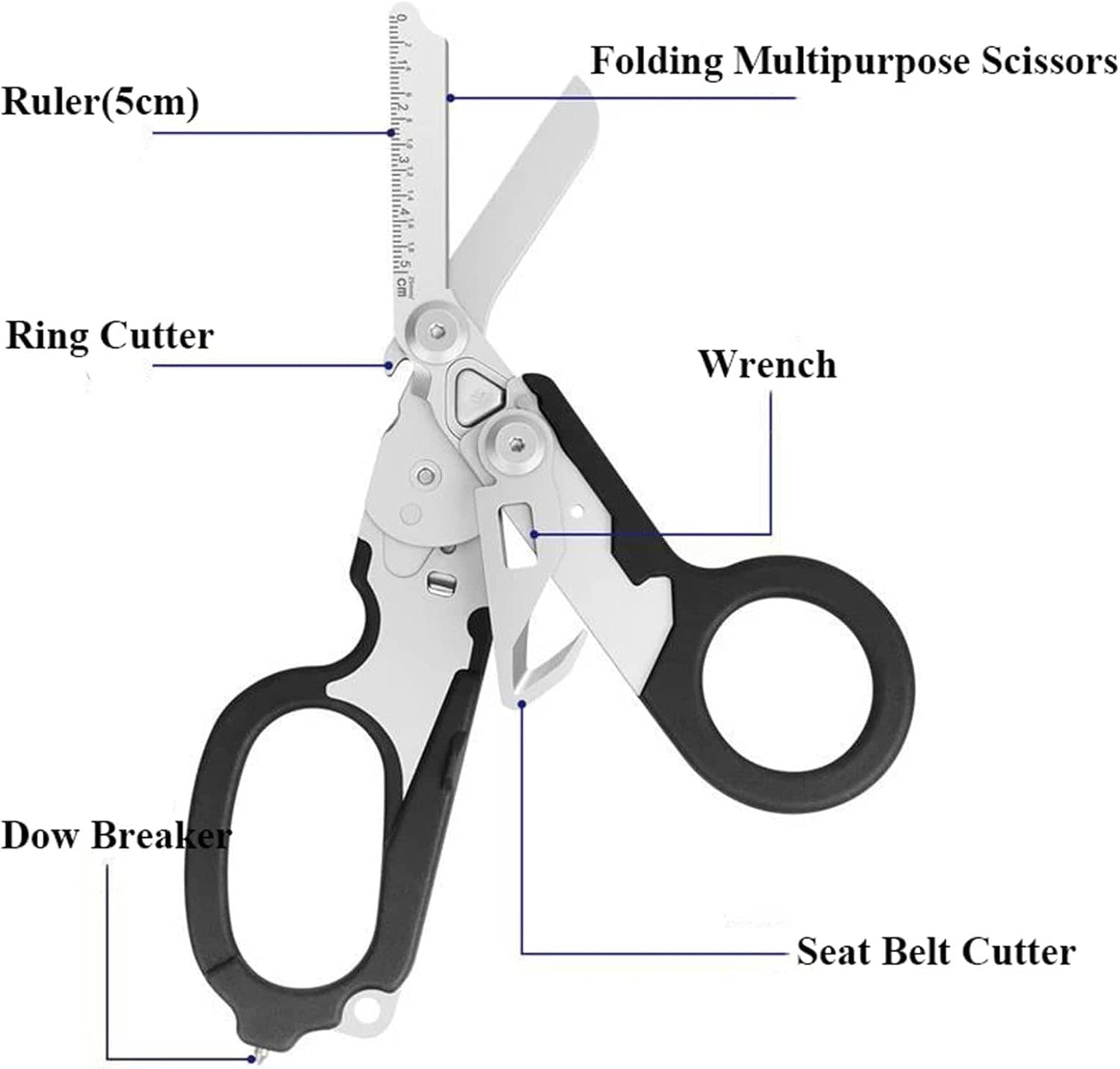 Emergency Response Shears Stainless Steel Foldable Scissors Pliers