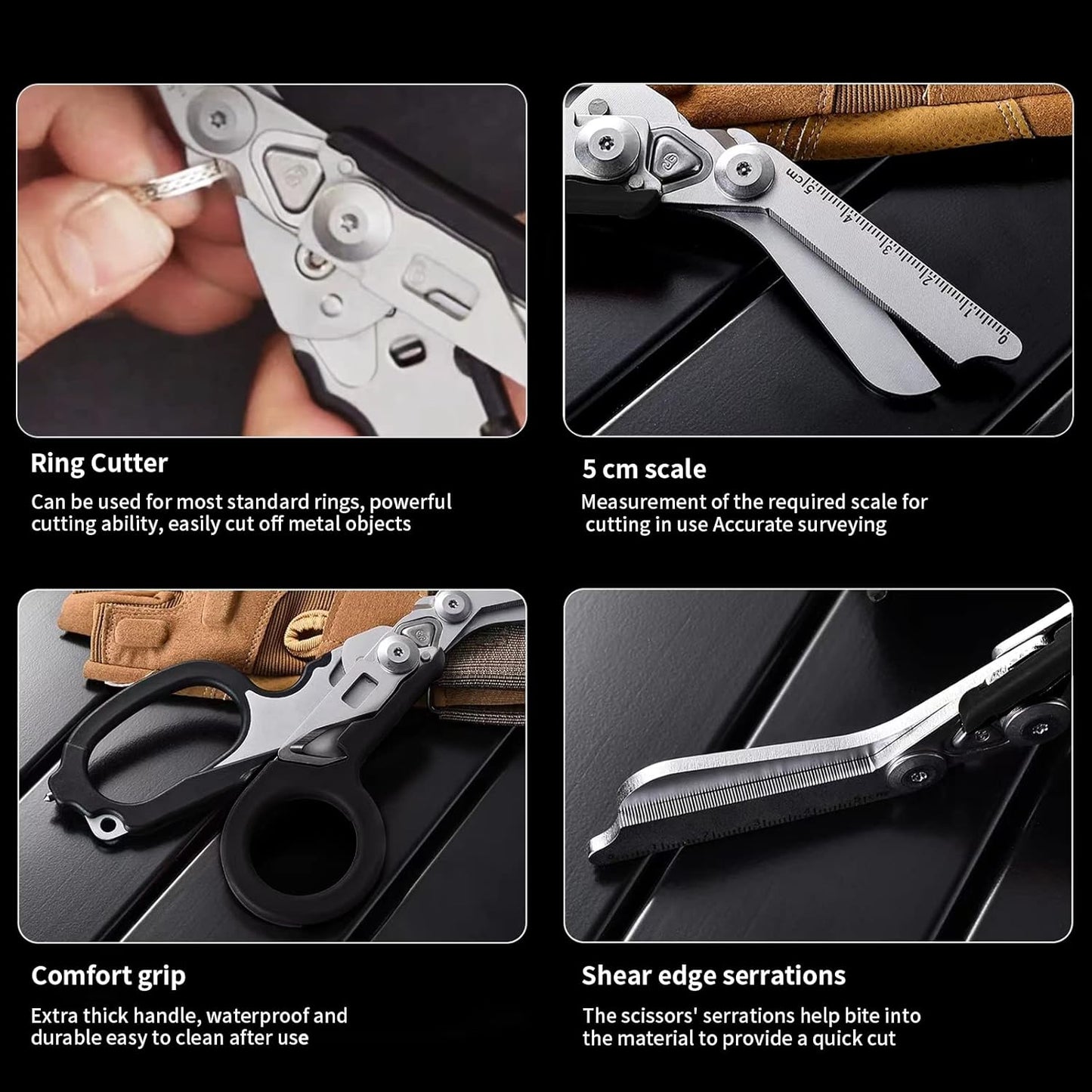 Emergency Response Shears Stainless Steel Foldable Scissors Pliers