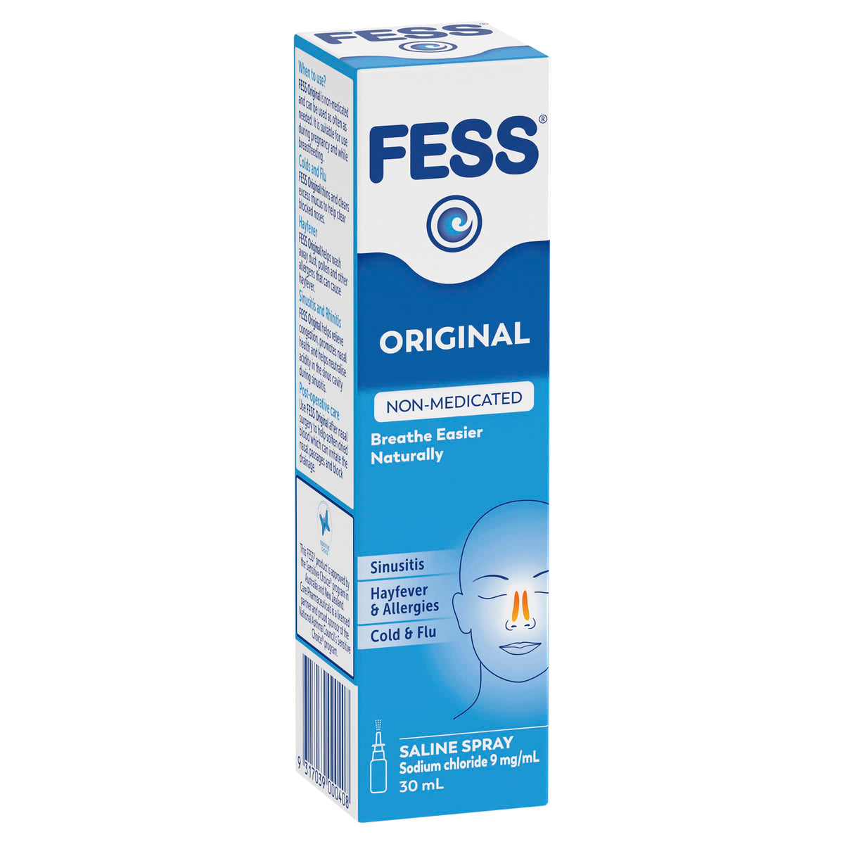 Fess Original Nasal Saline Spray 30ml - Non-Medicated Relief for Nasal Congestio