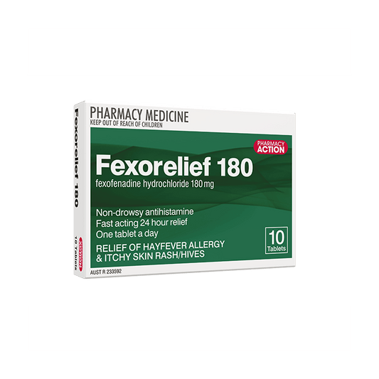 Pharmacy Action Antihistamines Fexofenadine Hydrochloride 180mg Tablets - Allergy Relief