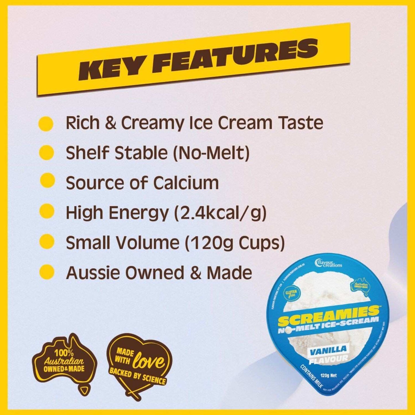 Flavour Creations Screamies No Melt Ice Cream Vanilla