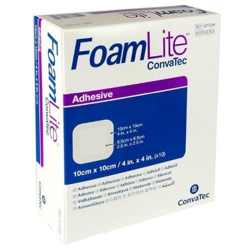 Foam Lite Healthcare Box of 10 Foam Lite Adhesive Dressing 10x10cm