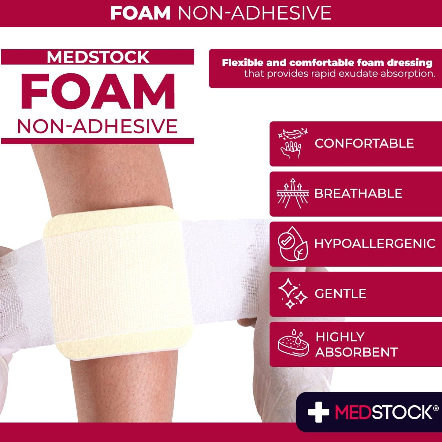 Multipack Foam Non-Adhesive Dressing 5cm x 5cm