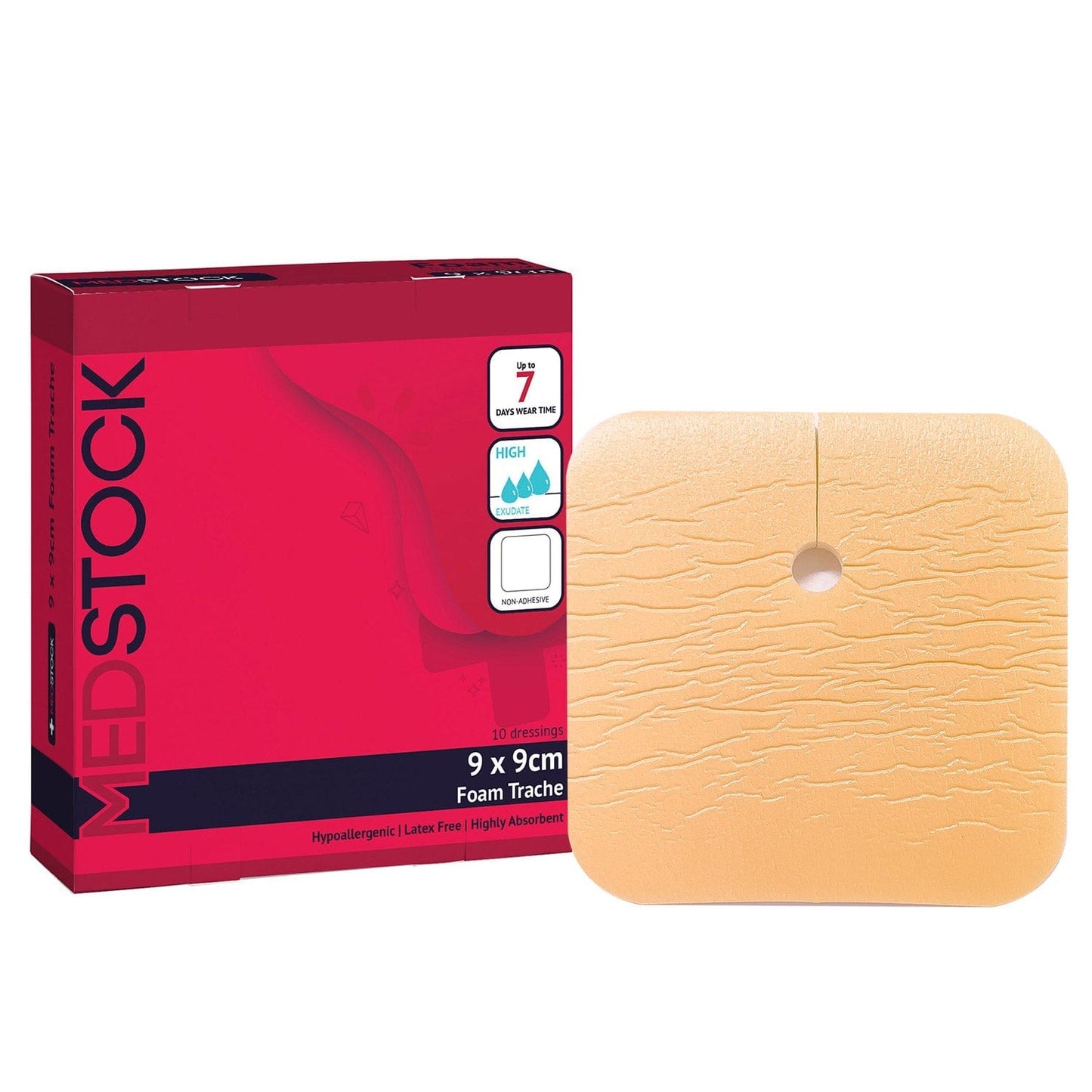 Foam Non-Adhesive Tracheostomy Dressing 9cm x 9cm