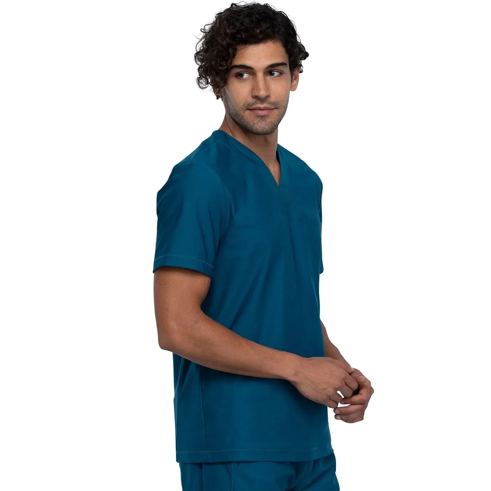 Form by Cherokee Scrub Tops Caribbean Blue / XS Form by Cherokee Men's Scrubs Tuckable V-Neck Top
