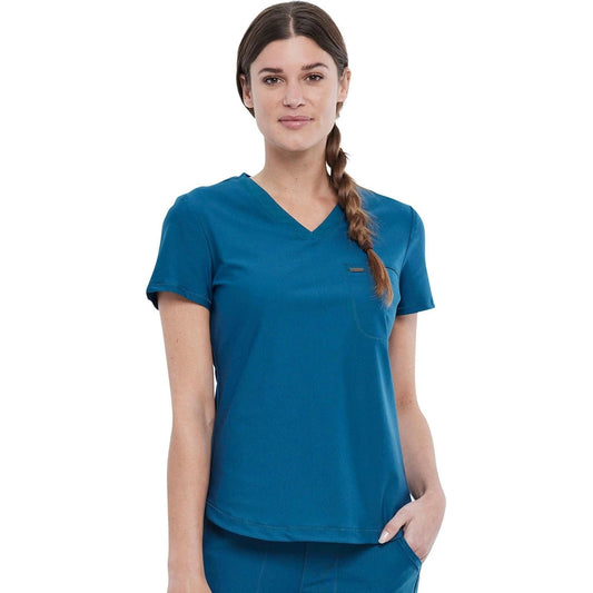 Form By Cherokee Scrub Tops Caribbean Blue / XXS Form by Cherokee Scrubs Tuckable V-Neck Top