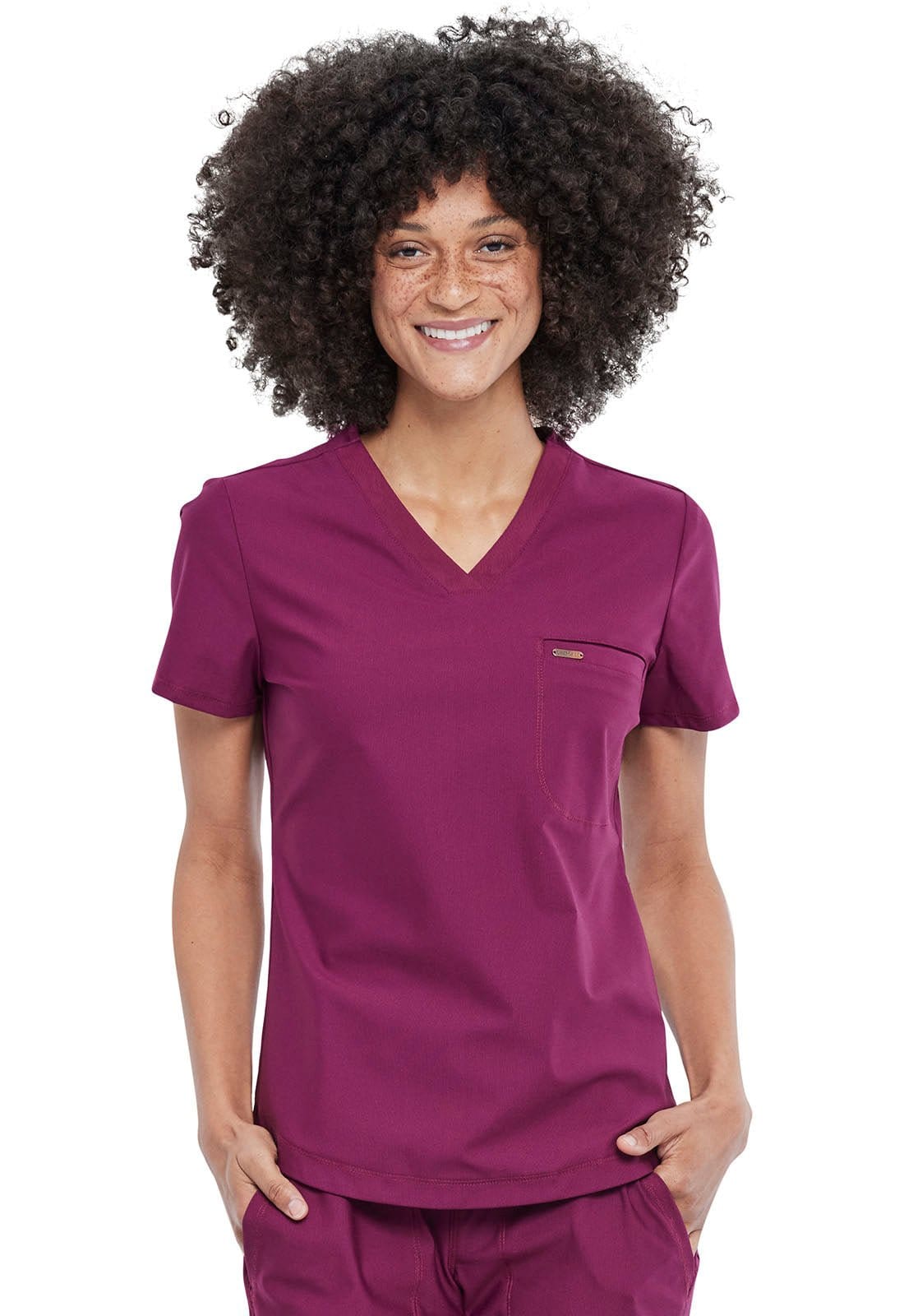 Form By Cherokee Scrub Tops Wine / XXS Form by Cherokee Scrubs Tuckable V-Neck Top